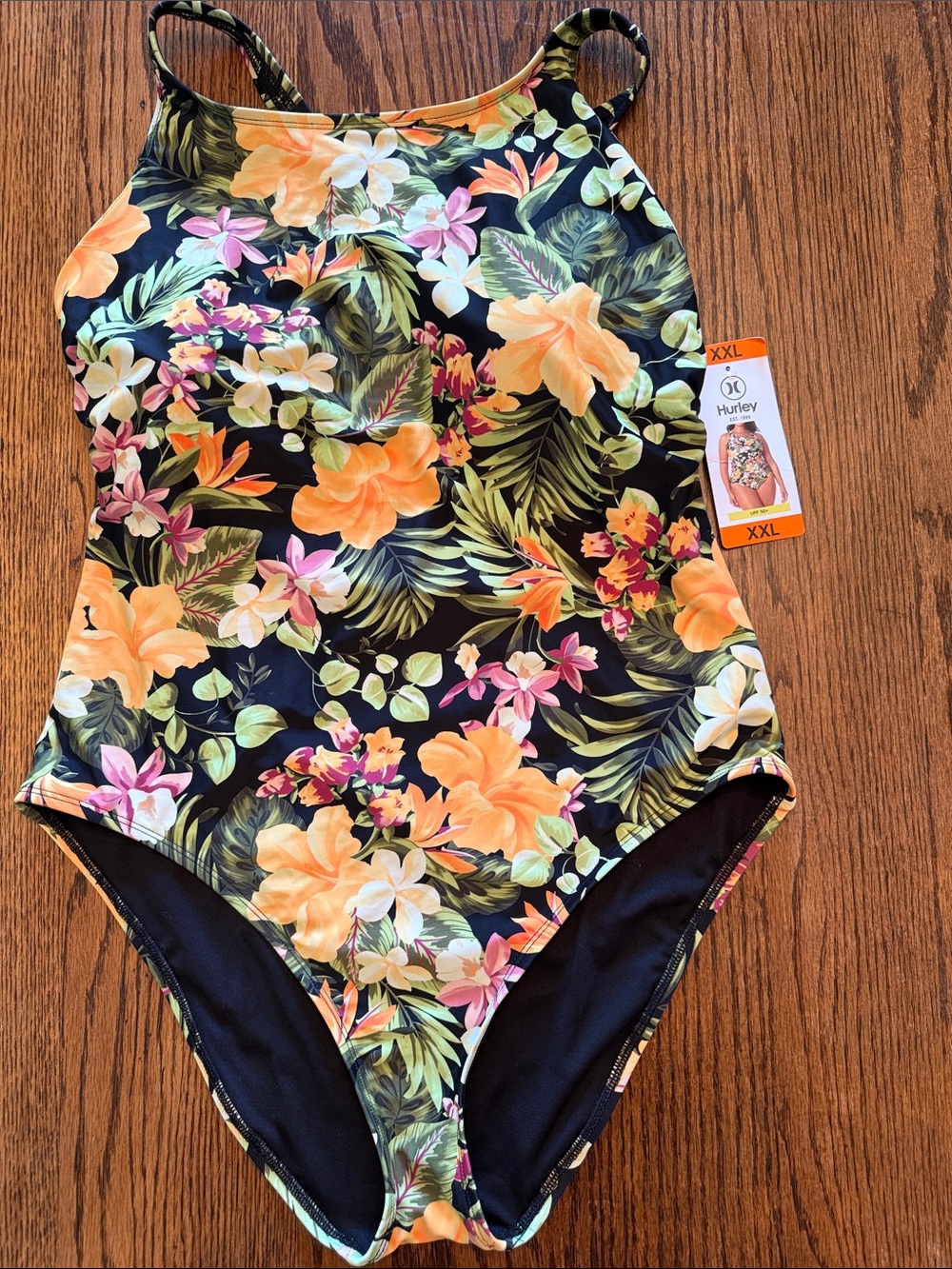 Hurley NWT Tropical Floral One Piece Swimsuit XXL UPF 50+ Hawaiian